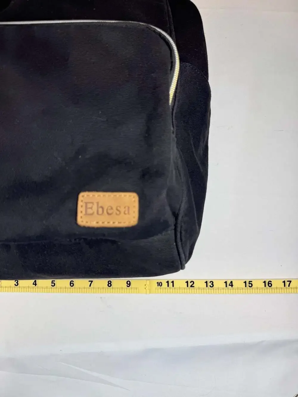 Minimalist Elevated Basics Ebesa Black Canvas Backpack with Brown Leather Accent